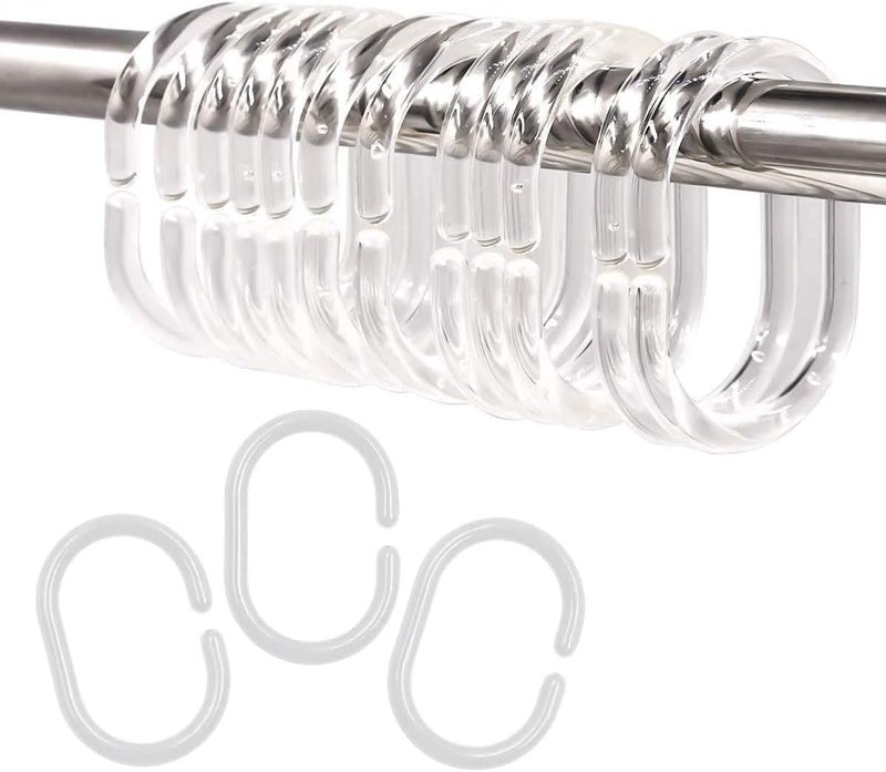 Ulable Premium Plastic Shower Curtain Rings Shower Curtain Hooks Gliding on Standard Shower Rods Easy Snap Closure (C Shape,Clear,24Pcs) - Image 1